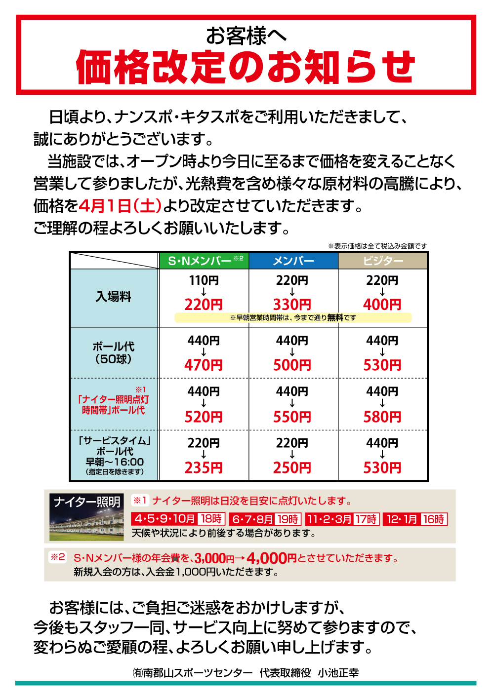 料金改定